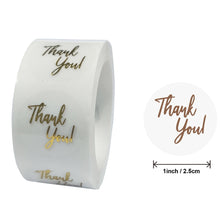 将图片加载到图库查看器，50-500pcs Labels 1inch Clear Gold Foil Thank You Stickers For Wedding Pretty Gift Cards Envelope Sealing Label Stickers
