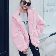 Cargar imagen en el visor de la galería, Elegant Faux Fur Coat Women 2019 Autumn Winter Warm Soft Zipper Fur Jacket Female Plush Overcoat Pocket Casual Teddy Outwear 3XL
