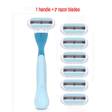 將圖片載入圖庫檢視器 Female Safety Razor Blades Beauty Shaving For Women 3 Layer Blade Shaver Razor Blade Replacement Head For Gillette Venus
