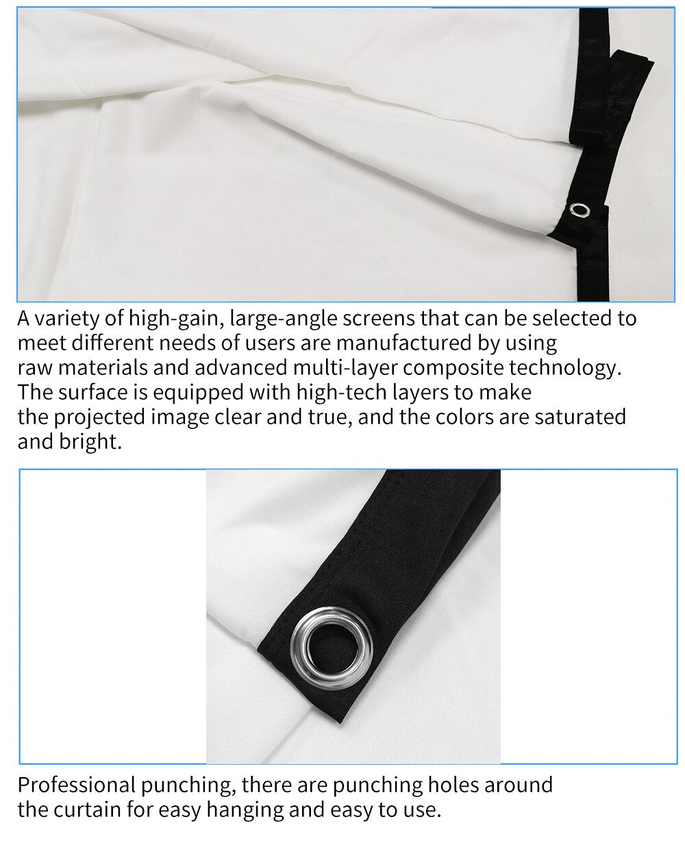 LEJIADA Projector portable folding soft screen 60 72 84 100 120 150 inches home outdoor KTV portable 3d HD screen projection