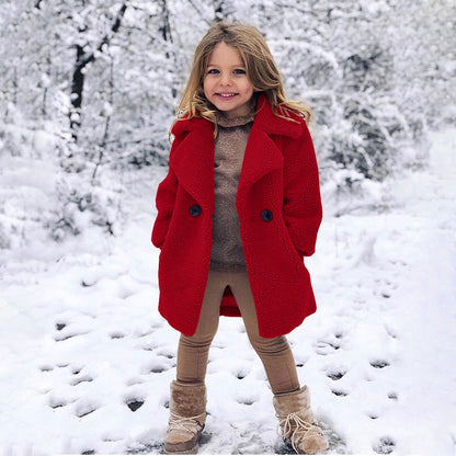 Children Toddler Baby Girls Long Sleeve Winter Solid Windproof Coat Thicken Warm Pocket Outwear 18m-6t Kids Meisjes Winterjas