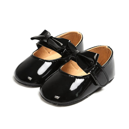 Newborn Toddler Baby Girl Shoes PU leather Buckle First Walkers With Bow Red Black Pink White Soft Soled Non-slip Crib Shoes