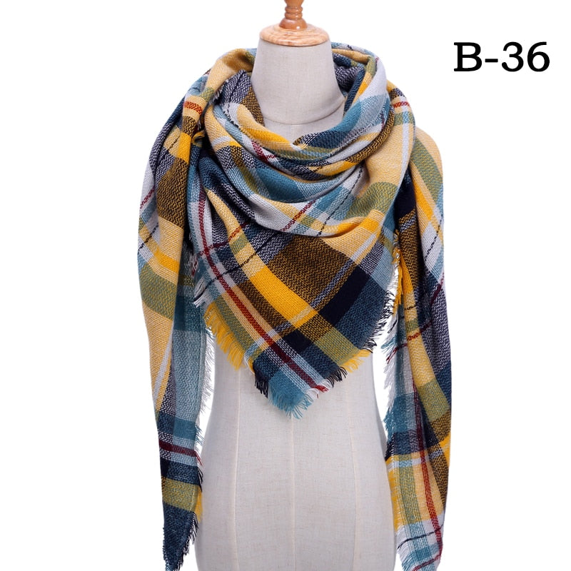 Designer 2020 knitted spring winter women scarf plaid warm cashmere scarves shawls luxury brand neck bandana pashmina lady wrap