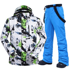 将图片加载到图库查看器，Ski Suit Men Winter Warm Windproof Waterproof Outdoor Sports Snow Jackets and Pants Hot Ski Equipment Snowboard Jacket Men Brand
