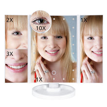 將圖片載入圖庫檢視器 Makeup Mirror LED Touch Screen 22 Light Table Desktop Makeup 1X/2X/3X/10X Magnifying Mirrors Vanity 3 Folding Adjustable Mirror
