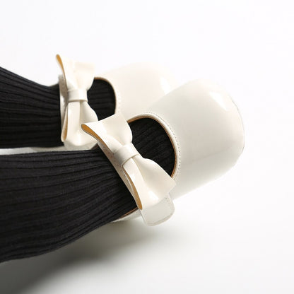 Newborn Toddler Baby Girl Shoes PU leather Buckle First Walkers With Bow Red Black Pink White Soft Soled Non-slip Crib Shoes