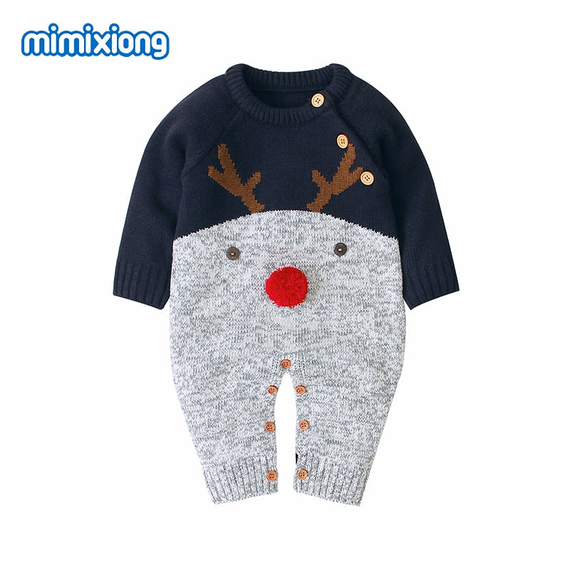 Baby Rompers Christmas Newborn Boys Girls Jumpsuits Costumes Cartoon Knitted Children's Overalls One Piece Infant Kids Outfits