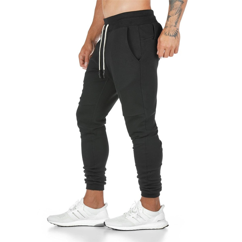 Men's Jogging Pants Fitness Tights Track Pant Skinny Gyms Muscle Walking Running Trousers Casual Black Solid Color Workout Sportswear Sweatpants