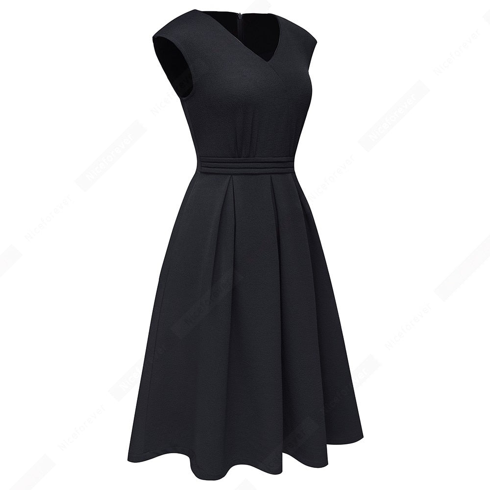Spring Elegant Casual Brief Design V-Neck A-Line Vintage Side pocket Modern Dress HA196
