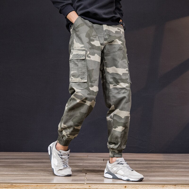 Top Quality Camouflage Cargo Pants Men 100% Cotton Loose Fit Military Pants Khaki Pants Casual Man Trousers Streetwear Joggers