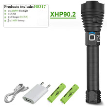 Charger l&#39;image dans la galerie, 300000 lm xhp90.2 most powerful led flashlight torch usb xhp50 rechargeable tactical flashlights 18650 or 26650 hand lamp xhp70
