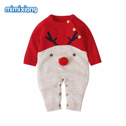 Baby Rompers Christmas Newborn Boys Girls Jumpsuits Costumes Cartoon Knitted Children's Overalls One Piece Infant Kids Outfits