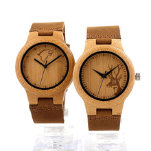 Load image into Gallery viewer, BOBO BIRD Top brand Men&#39;s Bamboo Wooden Watch Quartz Real Leather Strap Men Watches relojes finos de hombre
