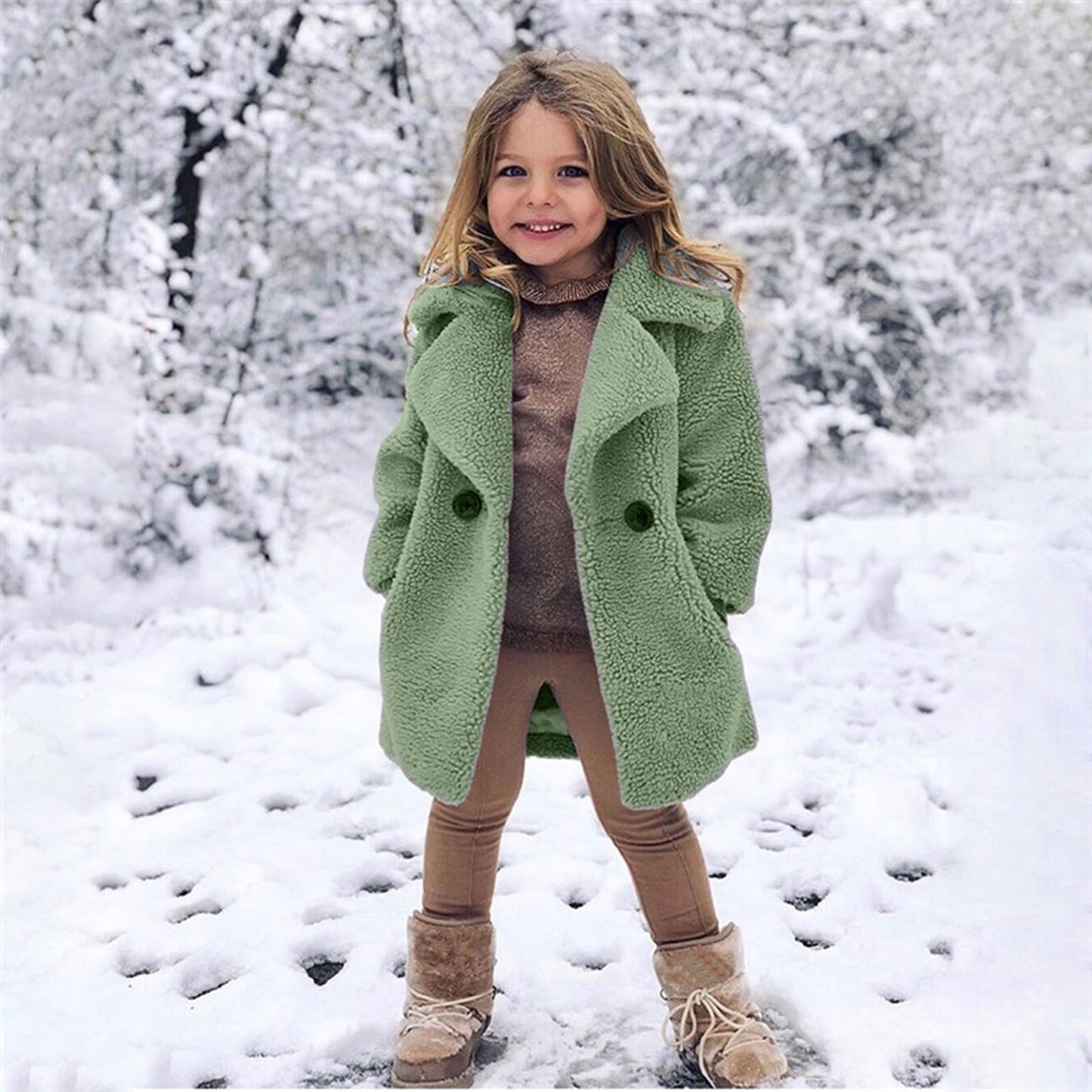 Children Toddler Baby Girls Long Sleeve Winter Solid Windproof Coat Thicken Warm Pocket Outwear 18m-6t Kids Meisjes Winterjas