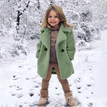 Children Toddler Baby Girls Long Sleeve Winter Solid Windproof Coat Thicken Warm Pocket Outwear 18m-6t Kids Meisjes Winterjas