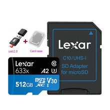 Load image into Gallery viewer, Lexar 633X New Original 95mb/s Micro SD card 512GB 128g 256GB SDXC SDHC Memory Card Reader Uhs-1 For Drone Gopro Sport Camcorder
