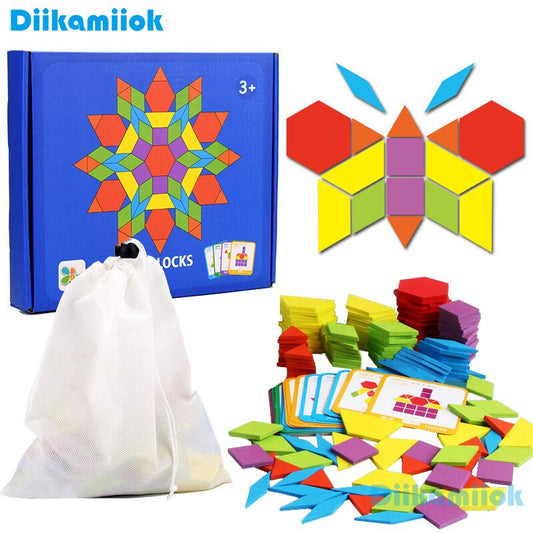 Hot Sale 155pcs Wooden Jigsaw Puzzle Board Set Colorful Baby Montessori Educational Toys for Children Learning Developing Toy