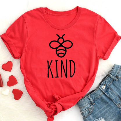Be Kind Graphic T-shirt Women Girls Cotton Oversized T-shirt Summer Fashion Bees Print Top Harajuku Tshirt Unisex Tee Drop Shipping