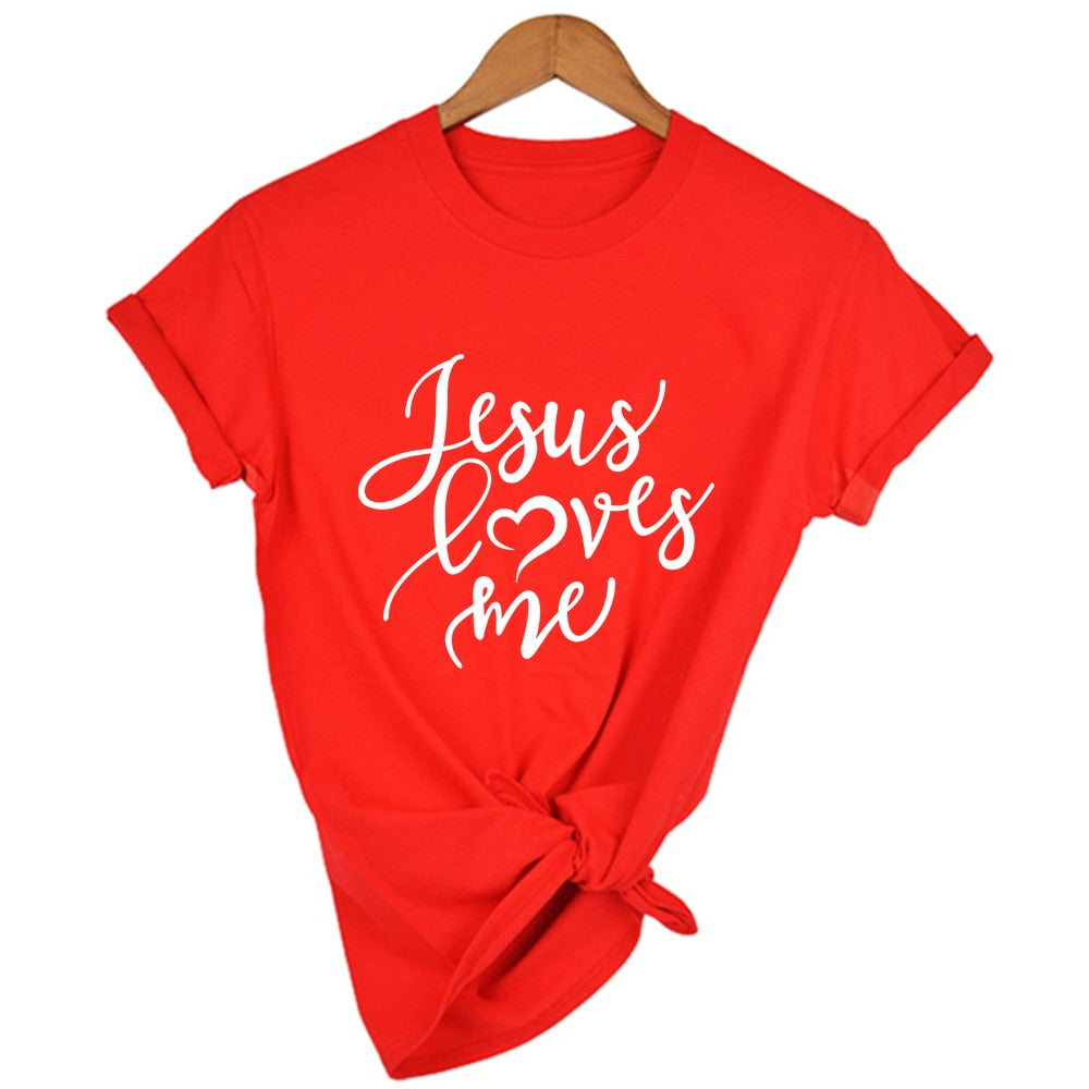 Jesus Loves Me Shirt Women Fashion Christian T-Shirt Religious Shirts Faith Tee 90s Girl Aesthetic Faith Tops Jesus Tee