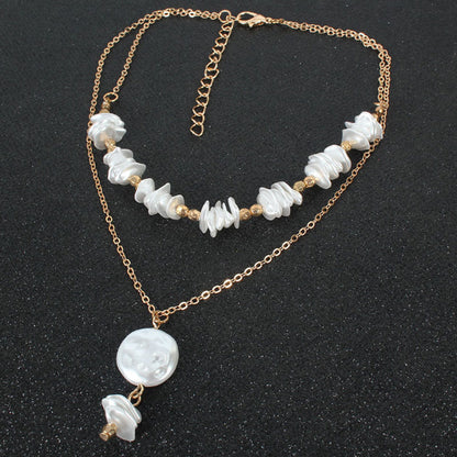 Fashion jewelry, simple personality, irregular pearl beaded necklace, female jewelry