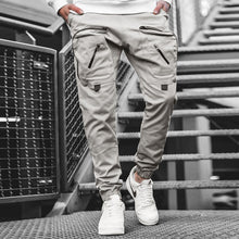 将图片加载到图库查看器，CHRLEISURE Men&#39;s Cargo Pocket Trousers Pants Streetwear Joggers Jogging Running Men Sweatpants Fashion Hip Hop Loose Pants Men
