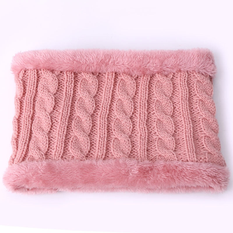 Two pieces Hat Scarf Set Beanie Cap Children's Hats Girls Caps Fake Ball Pompon Keep Warm Winter Knitted Skullies Kids Bone