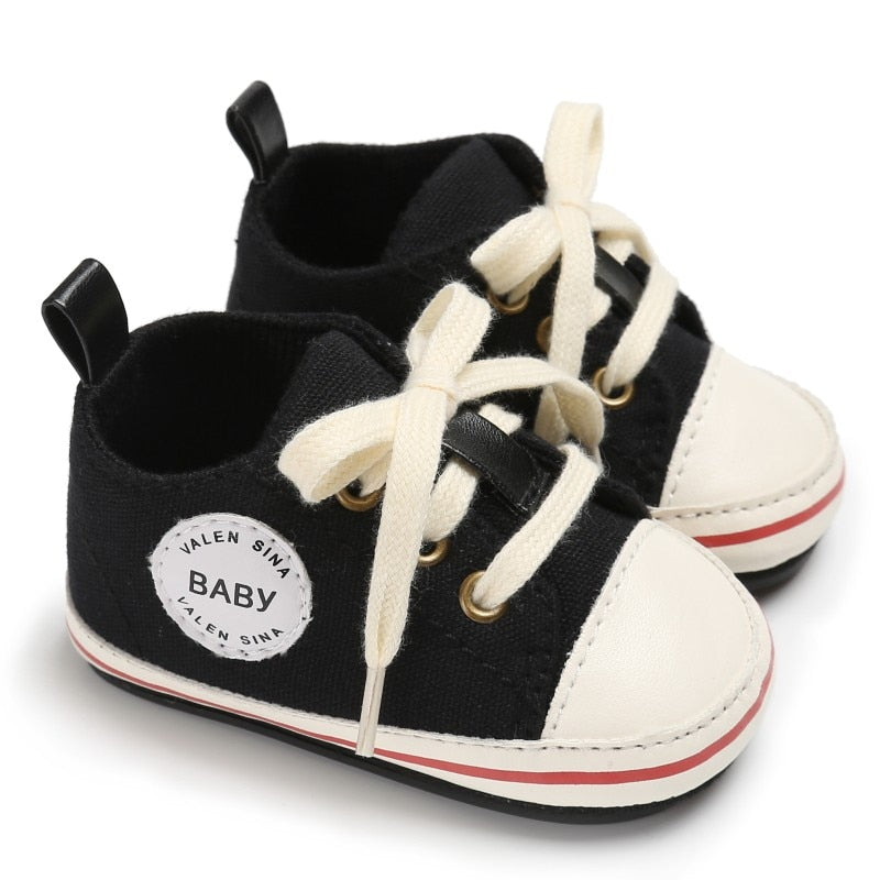 Newborn Canvas Sneakers Cotton Comfort Breathable First Walkers Crib Shoe Anti-Slip Unisex Toddler Baby Infant Boy Girl Shoes