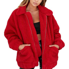 Cargar imagen en el visor de la galería, Elegant Faux Fur Coat Women 2019 Autumn Winter Warm Soft Zipper Fur Jacket Female Plush Overcoat Pocket Casual Teddy Outwear 3XL
