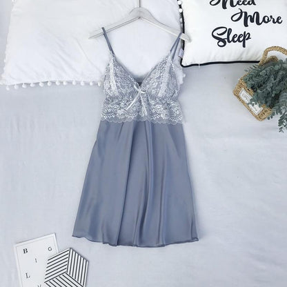 Satin Lace 5PCS Sleep Set Sexy Kimono Bathrobe Gown Female Robe Silky Nightwear Intimate Lingerie Casual Nightgown Sleepwear