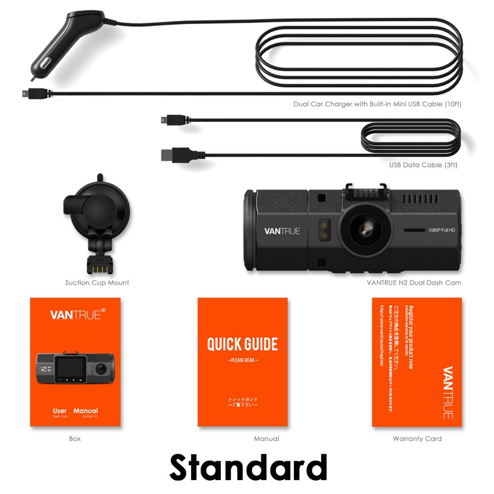 Vantrue N2 Dual Lens Dash Cam 1.5" LCD Car DVR Camera 1080P Video Register Recorder with G-Sensor, Parking Mode, Night Vision