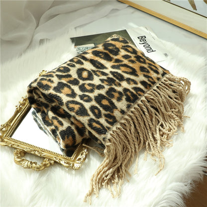 Designer Women's Thick Scarf Blanket Tassel Shawls Wrap Animal Leopard Print Cashmere Scarves pashmina foulard
