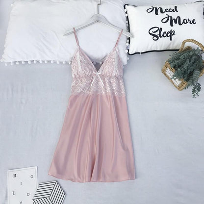 Satin Lace 5PCS Sleep Set Sexy Kimono Bathrobe Gown Female Robe Silky Nightwear Intimate Lingerie Casual Nightgown Sleepwear