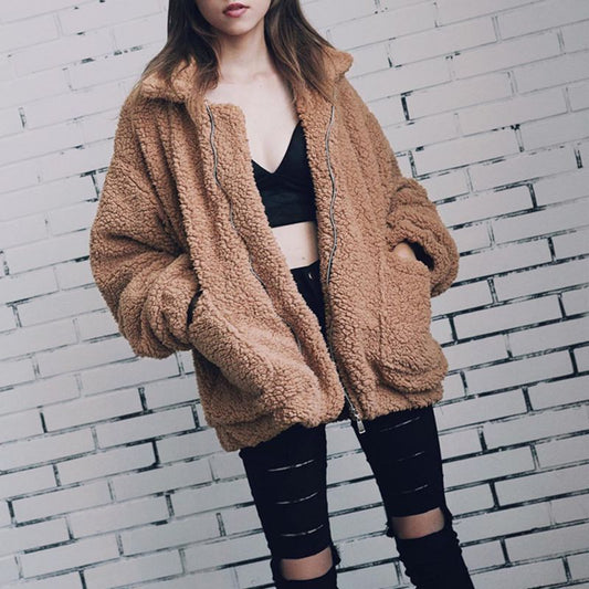 Women Elegant Faux Fur Coat