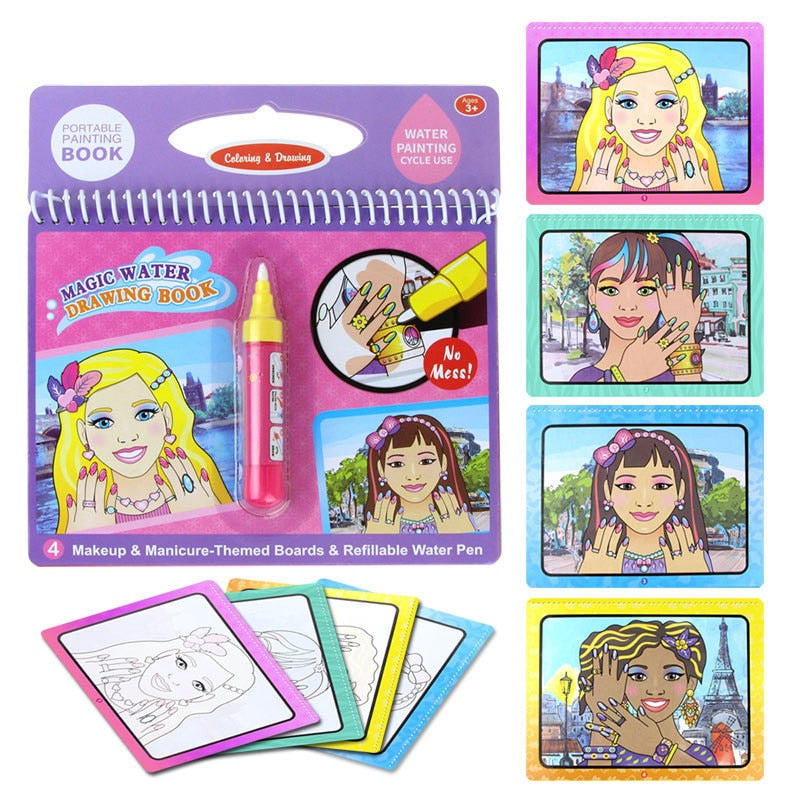 8 Styles Magic Water Drawing Book Coloring Doodle & Magic Pen Drawing Toys Early Education For Kids Birthday Gifts Puzzle Toys