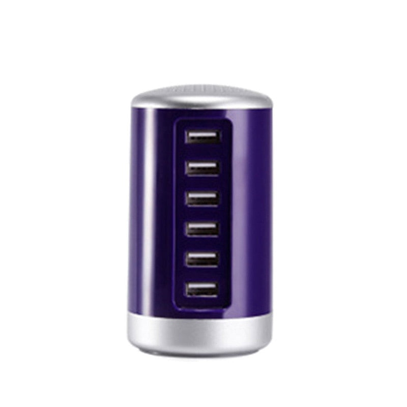 Multi-port Charger 6 USB Port Desktop Charger Rapid Tower Charging Station Power Adapter 30W LED Indicator UL Certification US