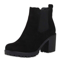 Load image into Gallery viewer, High heel boots Fashion Women Square Heels Slip-On Solid Color 8cm Non-slip Short Boot Round Toe Women Shoes Women&#39;s boots #40
