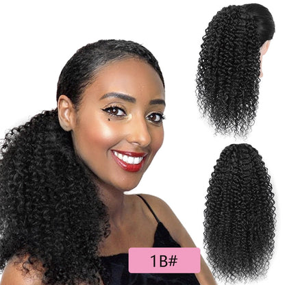 Vigorous Drawstring Puff Ponytail Afro Kinky Curly Hair Extension Synthetic Clip in Pony Tail African American Hair Extension