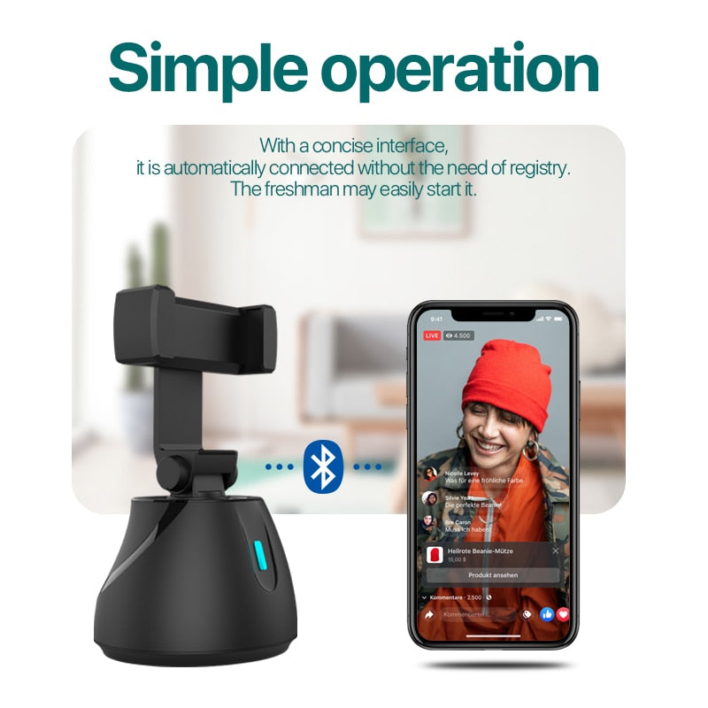 Camera 360 Smartphone Auto Tracking Smart Shooting Phone Holder Selfie Stick 360 Rotation Vlog Shooting Mount Holder