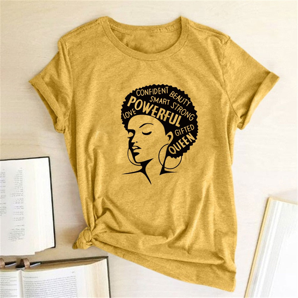 Graphic T-shirts Women Summer Slim Kawaii Women T Shirt Polyester High Quality Female Print Powerful Girl Independence Day T-shirt