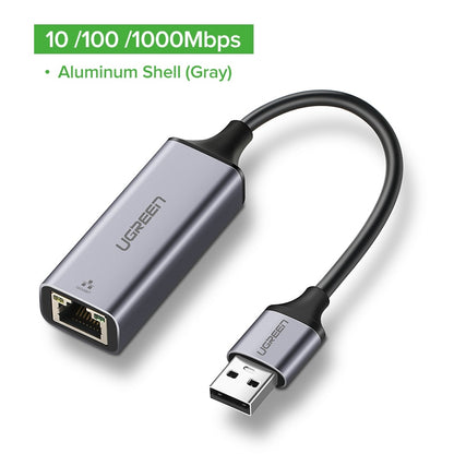 Ugreen USB Ethernet Adapter USB 3.0 2.0 Network Card to USB RJ45 Lan for Windows 10 Xiaomi Mi Box 3 Nintend Switch Ethernet USB