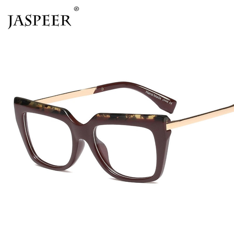 JASPEER Retro Cat Eye Glasses Frame Women Vintage Eye Glasses Female Brand Designer Computer Eyeglasses Ladies Optical Frames