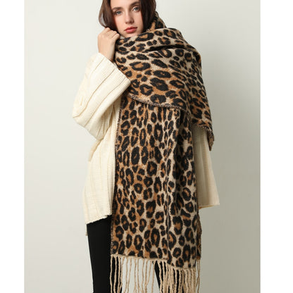 Designer Women's Thick Scarf Blanket Tassel Shawls Wrap Animal Leopard Print Cashmere Scarves pashmina foulard
