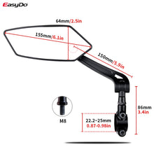 Cargar imagen en el visor de la galería, EasyDo Bicycle Rear View Mirror Bike Cycling Wide Range Back Sight Reflector Adjustable Left Right Mirror
