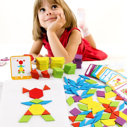Hot Sale 155pcs Wooden Jigsaw Puzzle Board Set Colorful Baby Montessori Educational Toys for Children Learning Developing Toy