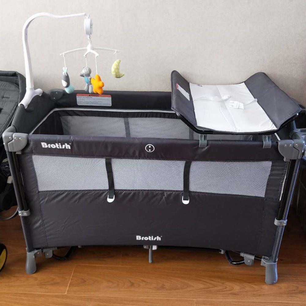 Multifunctional Baby Crib Foldable Baby Bed With Diaper Table Cradle Rocker Kid Game Bed Portable Baby Crib For 0-6 Years Kids