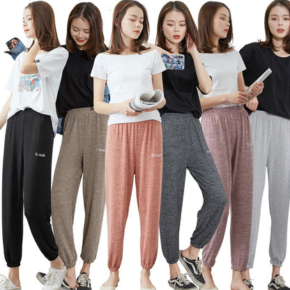 Soft Women Home Pants Casual Ankle-Length Sleep Pants Lounge Wear Women Pajama Pants Elastic Harem Pants Outwear Loose Trousers