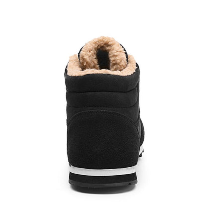 Winter Men Shoes Black Sneakers Keep Warm Fur Lace Up Ankle Boots Short Plush Men's Snow Boots Winter Work Shoes Hombre Botas