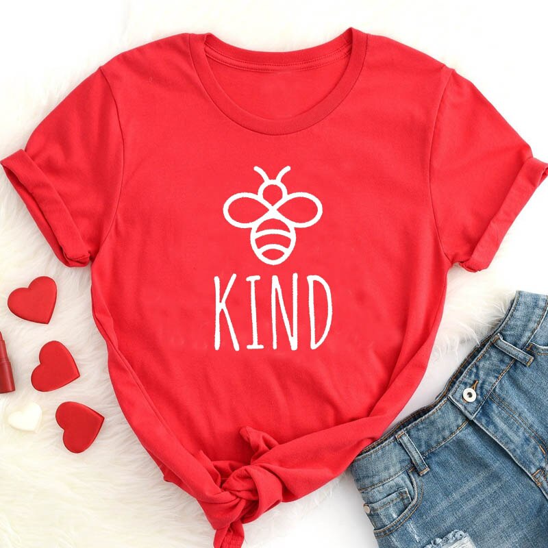 Be Kind Graphic T-shirt Women Girls Cotton Oversized T-shirt Summer Fashion Bees Print Top Harajuku Tshirt Unisex Tee Drop Shipping