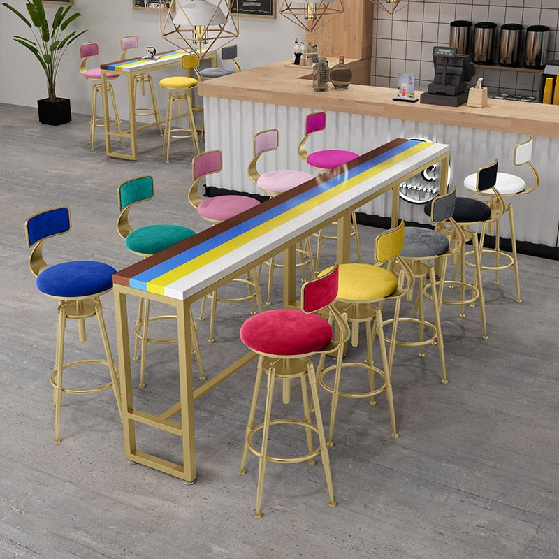 Bar table and chair coffee shop chair lift Rotating high stool table color table stool