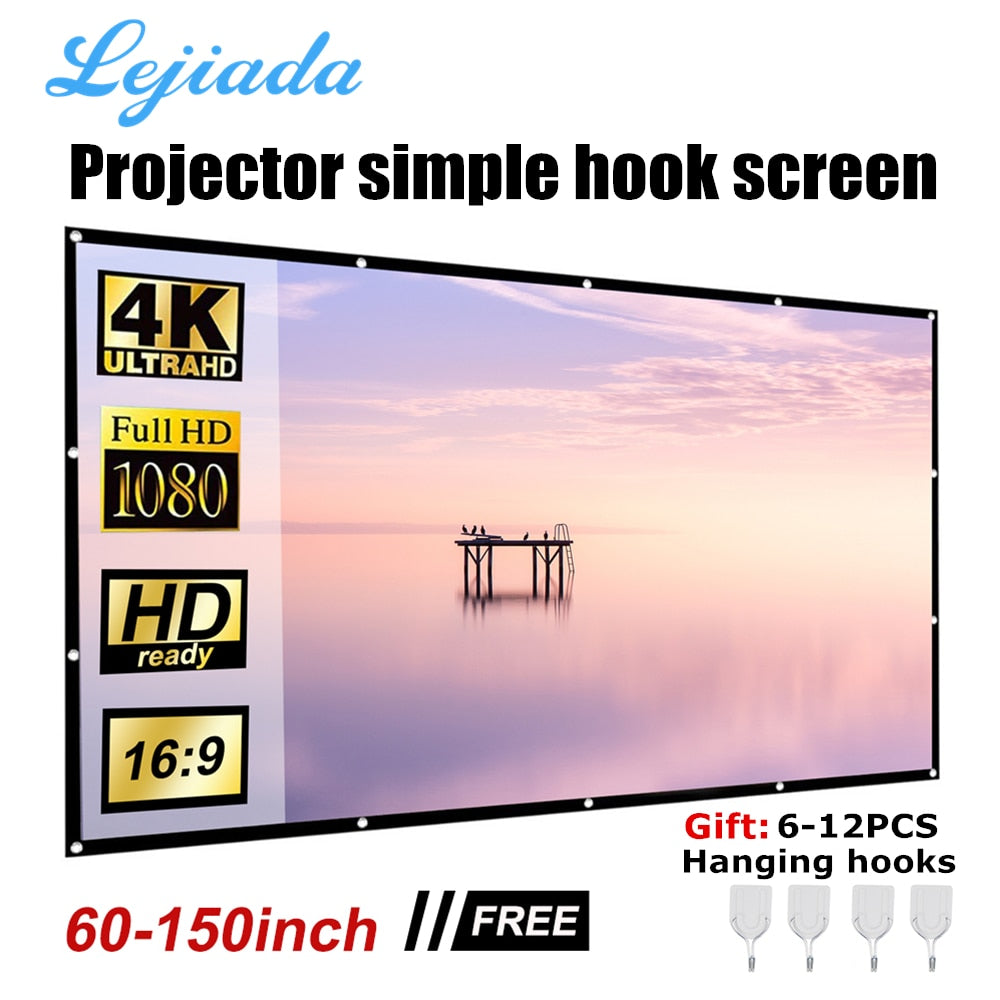 LEJIADA Projector portable folding soft screen 60 72 84 100 120 150 inches home outdoor KTV portable 3d HD screen projection